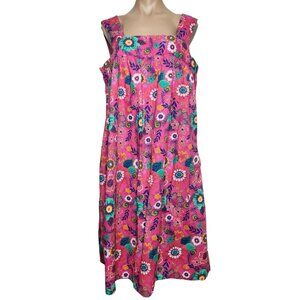 Dreams Co MuuMuu House Dress Womens Large Pink Floral Sleeveless Pockets
